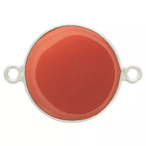 Intercalaire rond en pierre gemme 16 mm Argent 925 Imitation Cornaline x1