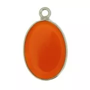 Pendentif ovale en pierre gemme 18x11mm - Argent 925 - imitation Cornaline x1