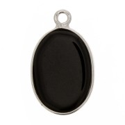 Pendentif ovale en pierre gemme 18x11mm - Argent 925 - Onyx noir x1|raw }}