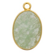 Pendentif ovale pierre gemme 18x11mm Argent 925 Doré à l'or fin - Aventurine x1|raw }}