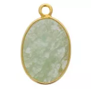 Pendentif ovale pierre gemme 18x11mm Argent 925 Doré à l'or fin - Aventurine x1