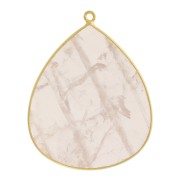 Pendentif goutte en pierre gemme 39x31mm Argent 925 Doré à l'or fin Quartz rose x1