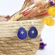 Pendentif goutte en pierre gemme 39x31mm Argent 925 Doré à l'or fin Quartz rose x1