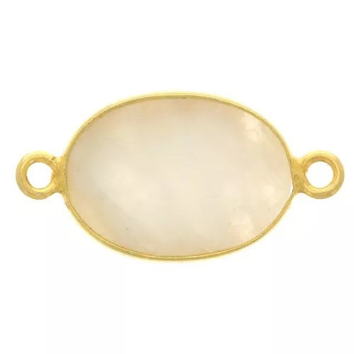 Intercalaire ovale pierre gemme 14x10mm Argent 925 Doré à l'or fin Pierre de lune