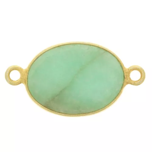 Intercalaire ovale pierre gemme 14x10 mm Argent 925 Doré à l'or fin - Amazonite x1