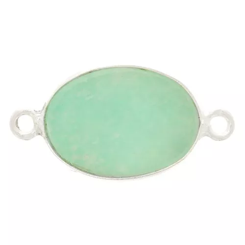 Intercalaire ovale en pierre gemme 15x10 mm - Argent 925 - Amazonite x1