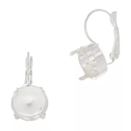 Dormeuses porte-cabochons PureCrystal Rivoli 10 mm - Argenté x2