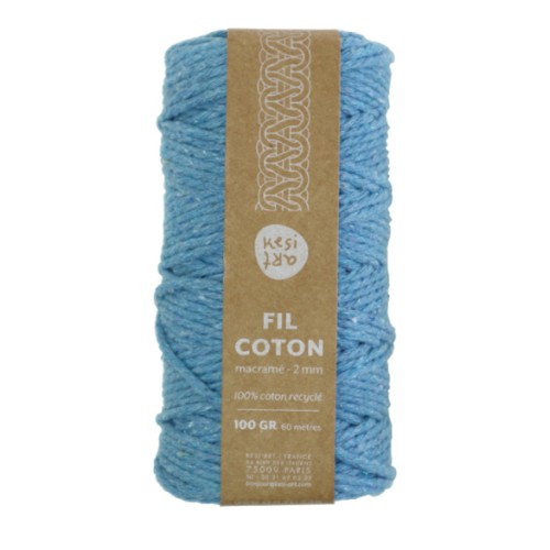 Cordon pour macramé en coton recyclé - Kesi Art - 2 mm - Galapagos (n°93) x60m