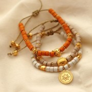 Breloque ronde 18x15 mm - motif soleil - Doré à l'or fin x1