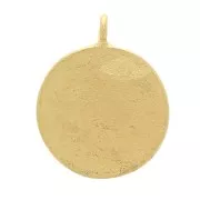 Breloque ronde 18x15 mm - motif soleil - Doré à l'or fin x1