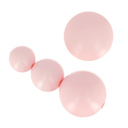 Assortiment 26 perles rondes 8-10-14mm & 2 cabochons en résine opaque Rose pastel