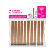 Mèches pour bougie en bois de Pin 13x130 mm - avec support métallique x10
