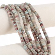 Perles Heishi rondelles pierre gemme 6x3mm Régalité teintée jaspe aqua terra x41cm