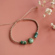 Perles Heishi rondelles pierre gemme 6x3mm Régalité teintée jaspe aqua terra x41cm