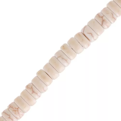 Perles rondelles heishi 6x3 mm imitation Howlite teintée - Crème x38 cm
