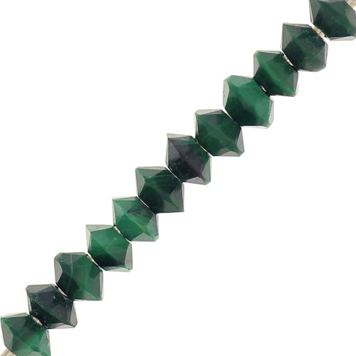 Perles rondelles bouliers facettées en pierre gemme 3x2 mm - Malachite x20