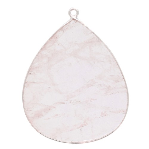 Pendentif goutte en pierre gemme 39x31 mm - Argent 925 - Quartz rose x1