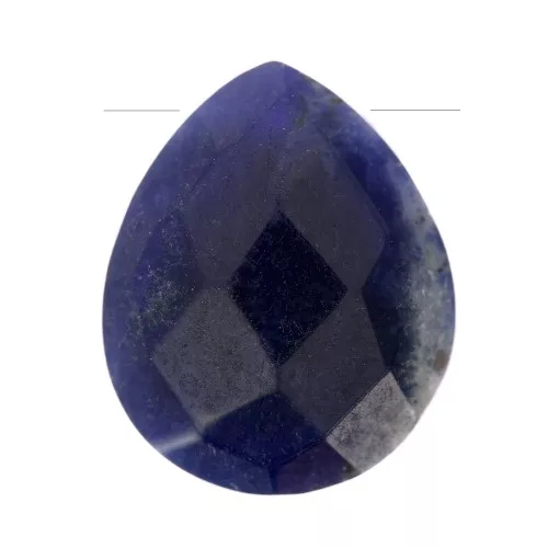 Perle goutte facettée - briolette plate 12x10 mm en pierre gemme - Sodalite x1