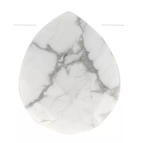 Perle goutte facettée - briolette plate 12x10 mm en pierre gemme - Howlite x1
