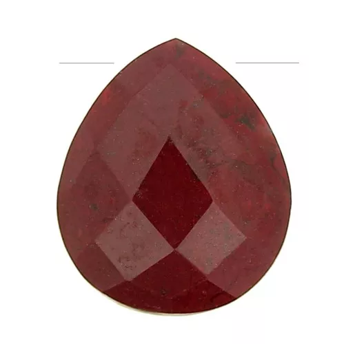 Perle goutte facettée - briolette plate 12x10 mm en pierre gemme - Jaspe rouge x1