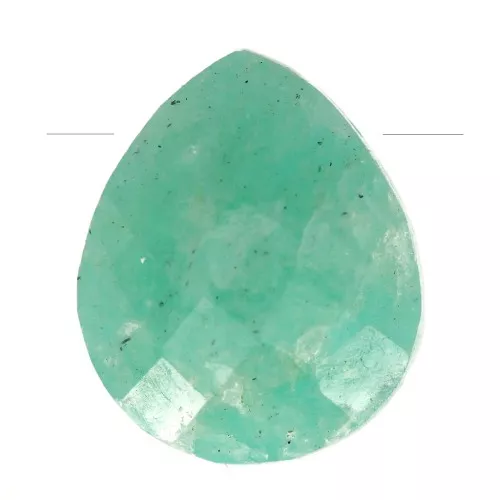 Perle goutte facettée - briolette plate 12x10 mm en pierre gemme - Amazonite x1