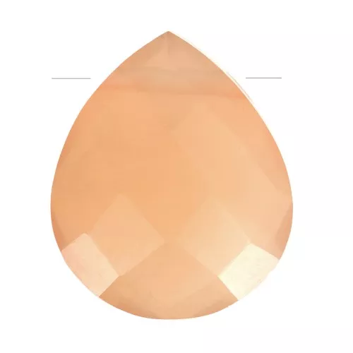 Perle goutte facettée - briolette plate 12x10 mm pierre gemme Pierre de lune Peach