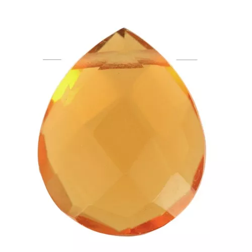 Perle goutte facettée - briolette plate 12x10mm en imitation gemme - Hydro Citrine