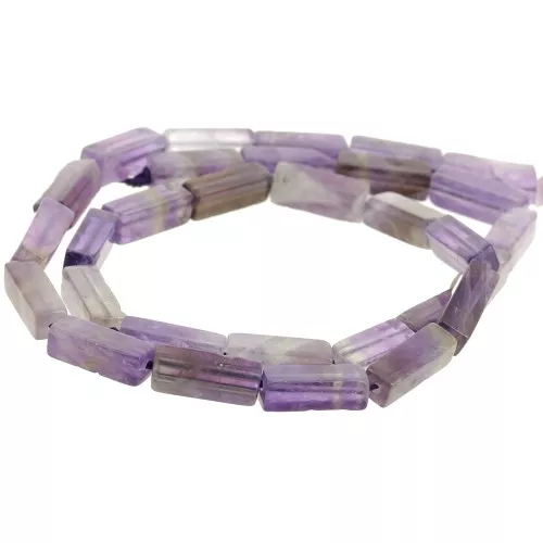Perles tubes rectangles en pierre gemme 13x4 mm - Amethyste x40cm