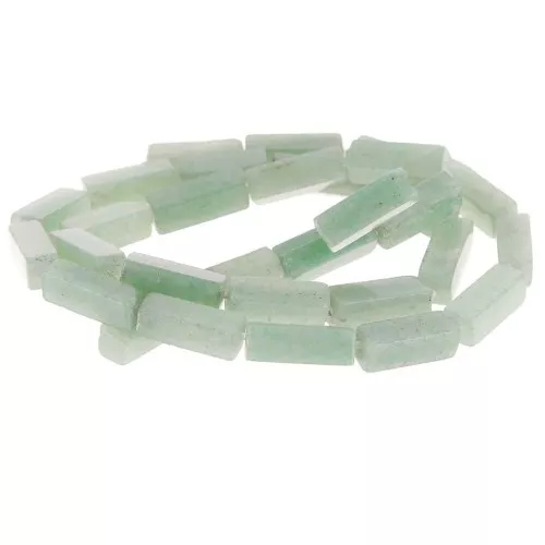 Perles tubes rectangles en pierre gemme 13x4 mm - Aventurine x40cm