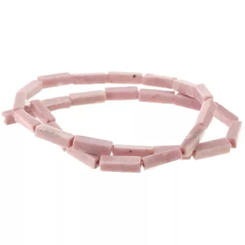 Perles tubes rectangles en pierre gemme 13x4 mm - Jaspe rose x40cm
