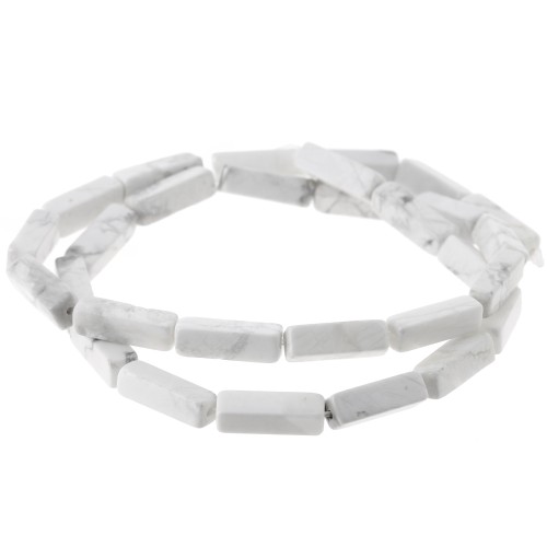 Perles tubes rectangles en pierre gemme  13x4 mm - Howlite x40cm