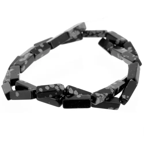 Perles tubes rectangles en pierre gemme  13x4 mm - Obsidienne mouchetée x40cm