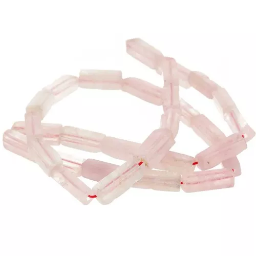 Perles tubes rectangles en pierre gemme 13x4 mm - Quartz rose x40cm
