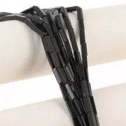 Perles tubes rectangles en pierre gemme  14x4 mm - Agate noire x40cm