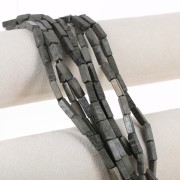Perles tubes rectangles en pierre gemme  13x4 mm - Pyrite x40cm