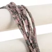 Perles tubes rectangles en pierre gemme  13x4 mm - Rhodonite x40cm