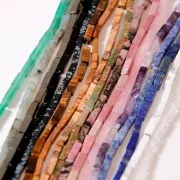 Perles tubes rectangles en pierre gemme 13x4 mm - Cristal de roche x40cm