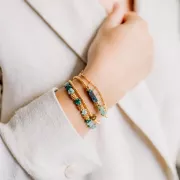 Perles tubes rectangles en pierre gemme 13x4 mm - Turquoise africaine - Jaspe x35cm