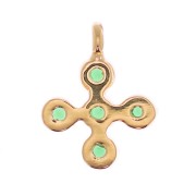 Mini breloque croix 9x7 mm avec oxydes de zirconium 1.3 mm - Doré à l'or fin - Vert x1