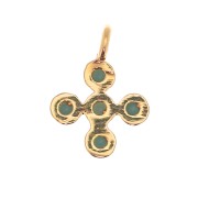 Mini breloque croix 9x7 mm avec zircons 1.3 mm - Doré à l'or fin - Turquoise x1