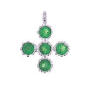 Mini breloque croix 9x7 mm avec oxydes de zirconium 1.3 mm - Placage Argent fin - Vert x1|raw }}