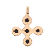 Mini breloque croix 9x7 mm avec oxydes de zirconium 1.7 mm - Doré à l'or fin - Noir x1