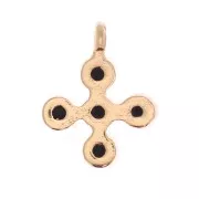 Mini breloque croix 9x7 mm avec oxydes de zirconium 1.7 mm - Doré à l'or fin - Noir x1