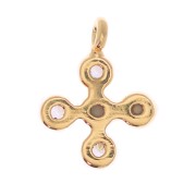 Mini breloque croix 9x7 mm avec oxydes de zirconium 1.7 mm - Doré à l'or fin - Crystal x1