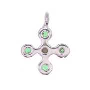Mini breloque croix 9x7 mm avec oxydes de zirconium 1.7 mm - Placage Argent fin - Vert x1