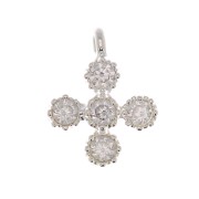 Mini breloque croix 9x7 mm avec oxydes de zirconium 1.7 mm - Placage Argent fin - Crystal x1