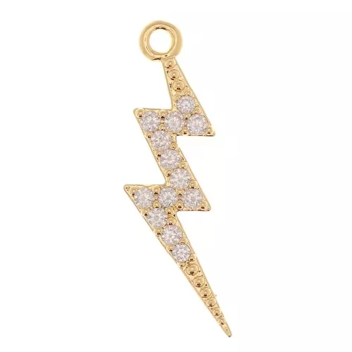 Pendentif éclair 19x7 mm avec oxydes de Zirconium - Doré à l'or fin - Crystal x1