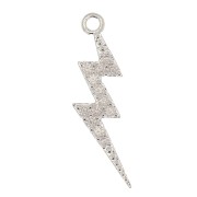 Pendentif éclair 19x7 mm avec oxydes de Zirconium  - Placage Argent fin - Crystal x1|raw }}