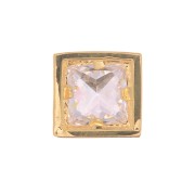 Pendentif carré avec un oxyde de Zirconium 6 mm - Doré à l'or fin - Crystal x1