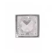 Pendentif carré avec un oxyde de Zirconium 6 mm - Placage Argent fin - Crystal x1